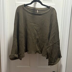 Free People Textured Knit Sweater in Olive
